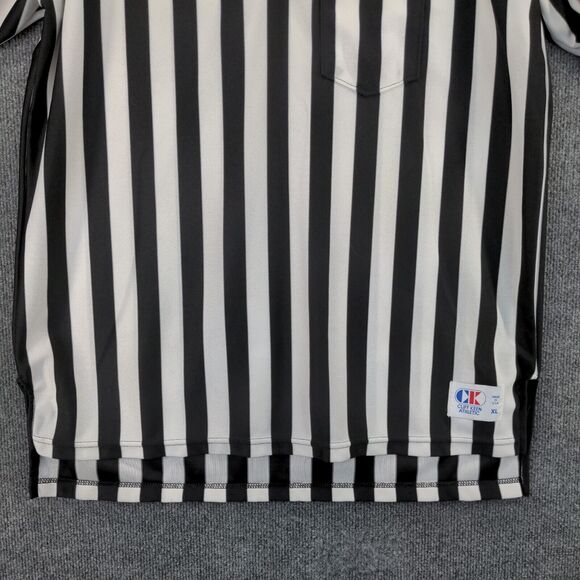 Vintage Cliff Keen Athletic IHSAA Patch Referee Shirt Men XL White Black Striped - Picture 5 of 13